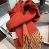 Versatile 100% WOOL Pure Wool Scarf, Women's Solid Color Stitching Design Double-sided Cashmere Shawl Winter Warm Scarf
