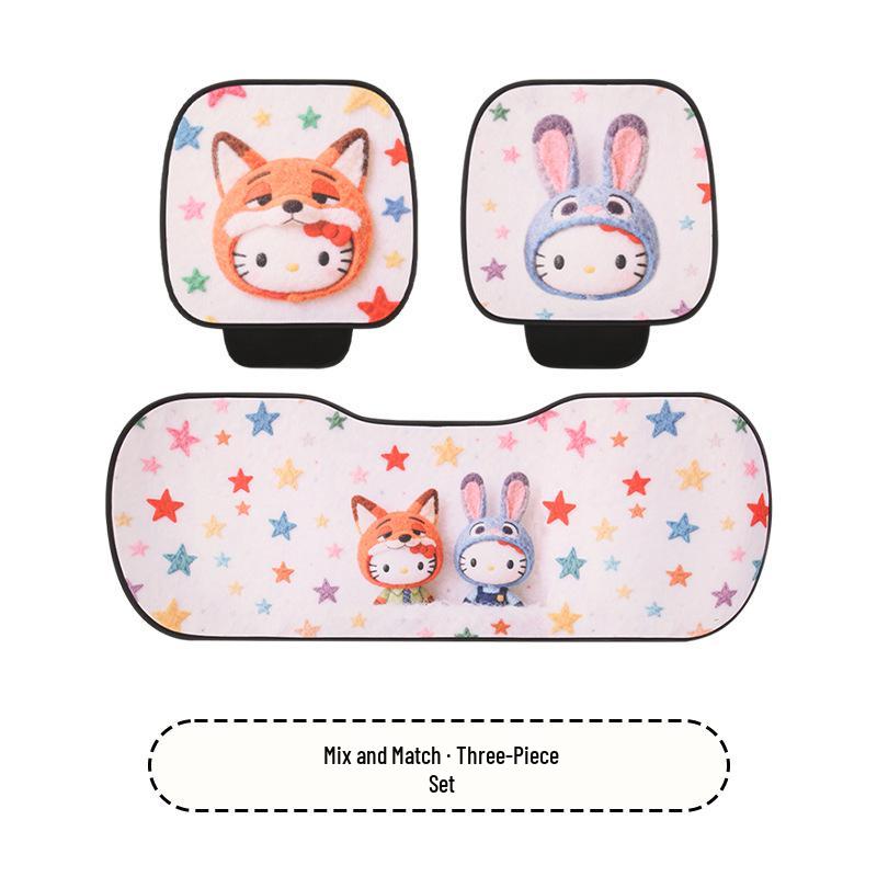 Cartoon Kitten Car Seat Cushion for All Seasons - Fits Volkswagen ID3, Lavida, Sagitar, Tiguan L, Tayron