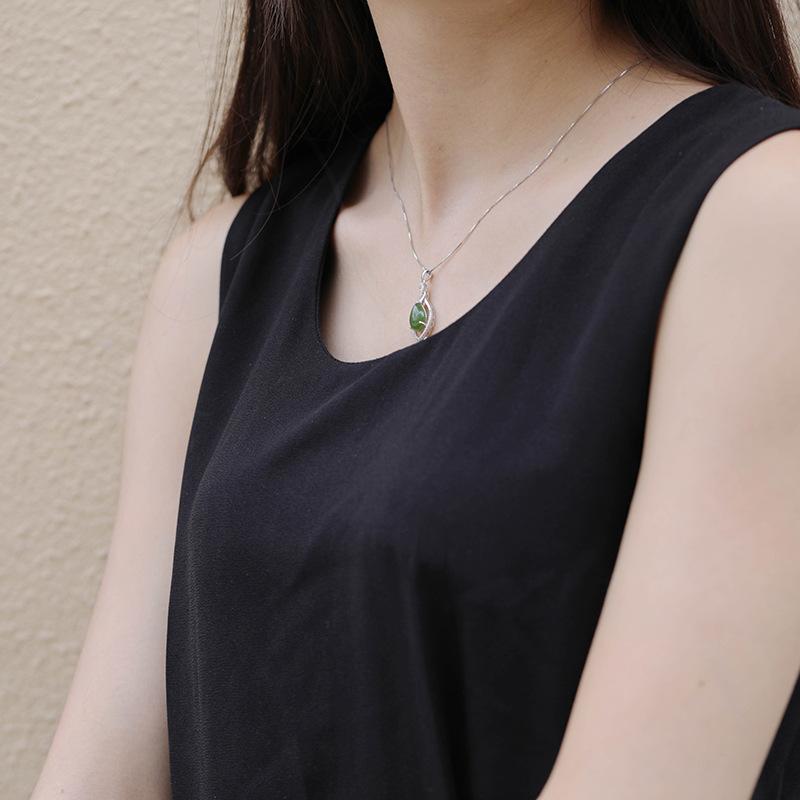 Tancise 925 Sterling Silver Colier Clasic Femei Jad Pandantiv Zircon Cadou de modă