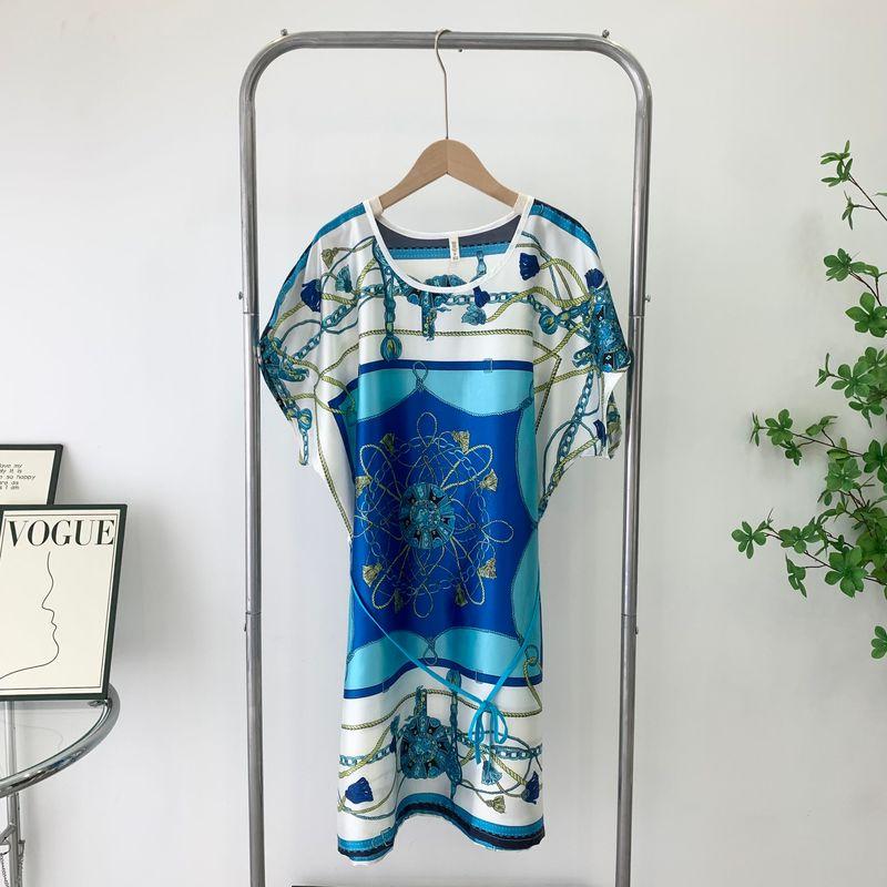 Outerwear Homewear Dress Summer Ultra-Thin Ice Silk Short Sleeve Pajamas Women's Clothing Plus Size Casual Nightdress Special Offer