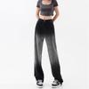 858 Spring and Autumn New Versatile Trend Gradient Wide Leg Jeans Women's Versatile Skinny and High Meat Covering Floor Pants