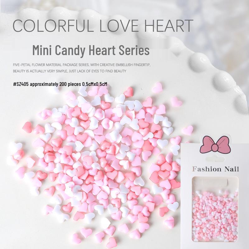Macaron Candy 3D Heart Resin Nail Art Charms – 200 Pieces
