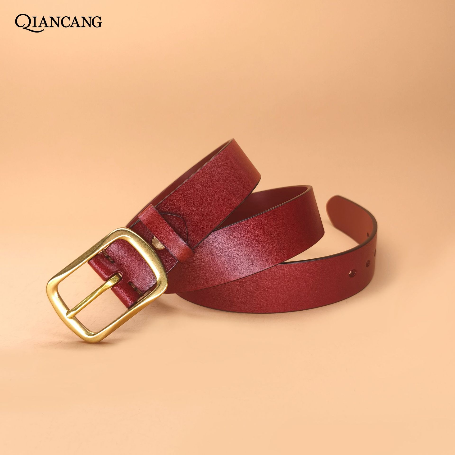 

Мужской ремень из натуральной кожи первого слоя из коровьей кожи с латунной пряжкой, повседневный универсальный ремень для джинсов 110cm-125cm верблюд
