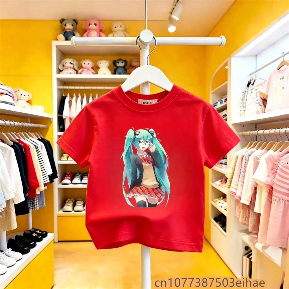 Future MIKU Line Hatsune Miku High Quality Pure Cotton Short Sleeve Printed Casual Fashion Clothes New For Boys Girls Outdoor