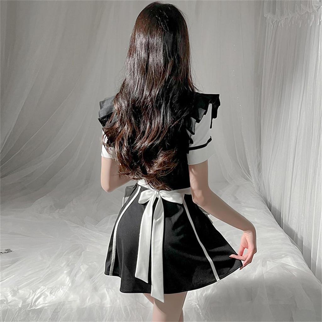 Maid outfit set Cosplay Sexy Maid Lolita Dress Bow Tie Cute Fancy Dress Extreme Seductive Babydoll Lingerie Apron Costume School Festival Uniform