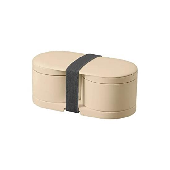 MOTTERU Thermo Bento Box mit Essstäbchen (Cremefarben)  1-Fach 2-Fach Isolierte Lunchbox, Hitzebeständig, Mikrowellengeeignet, Stilvoll, Schlichtes Design, Groß