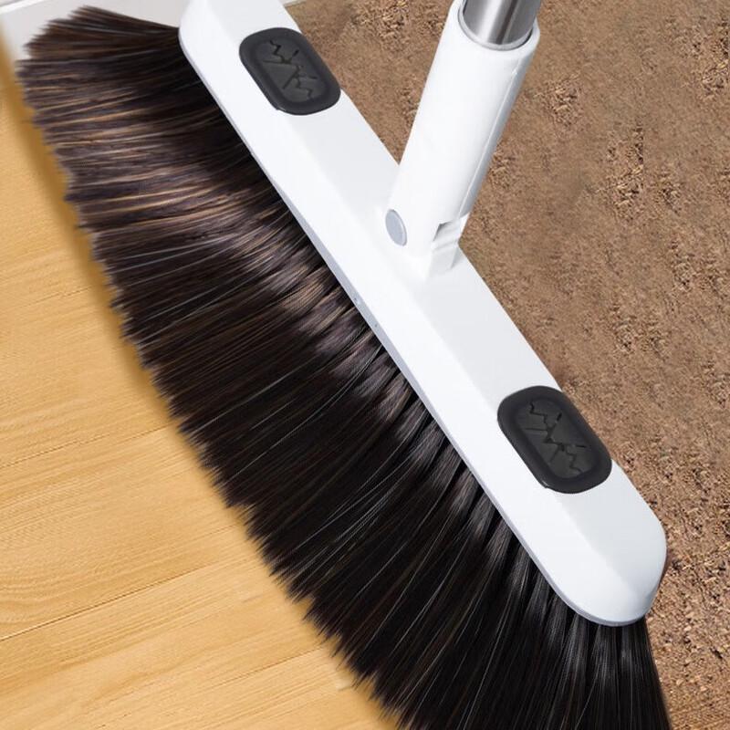 Soft Bristle Broom and Dustpan Set with Long Scraper