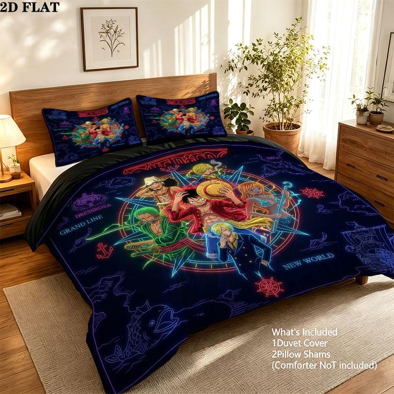 Juego de Colcha con Estampado de Una Pieza Funda de Colcha Funda de Almohada Regalo de Cumpleaños para el Hogar(1 * funda nórdica + 2 * fundas de almohada, sin núcleo)