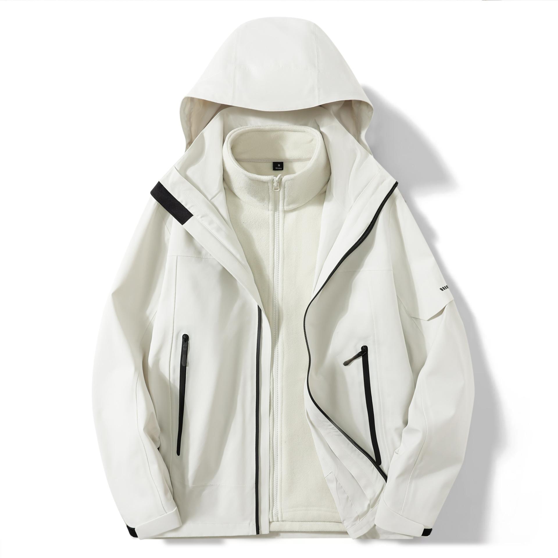 

Outdoor Three-in-one Rubber Jacket for Men s Waterproof Hiking Hiking Hiking Hiking Clothes Detachable Fleece Jacket for Women S