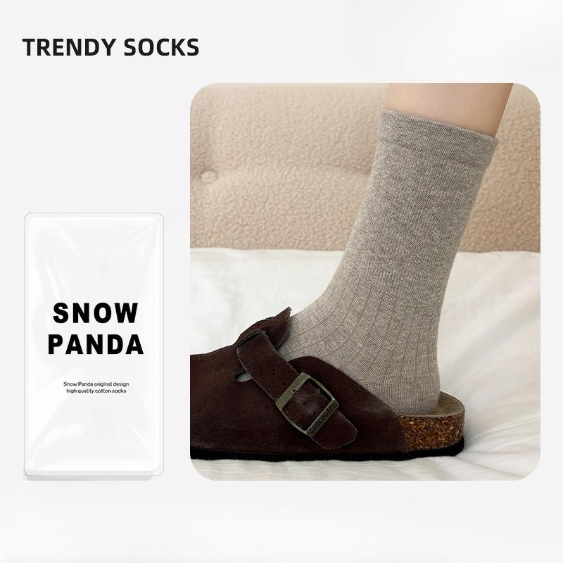 Hehe Socks Children's Warm Autumn-Winter Solid Color Cotton Socks for Women - Thick Leggings - Versatile