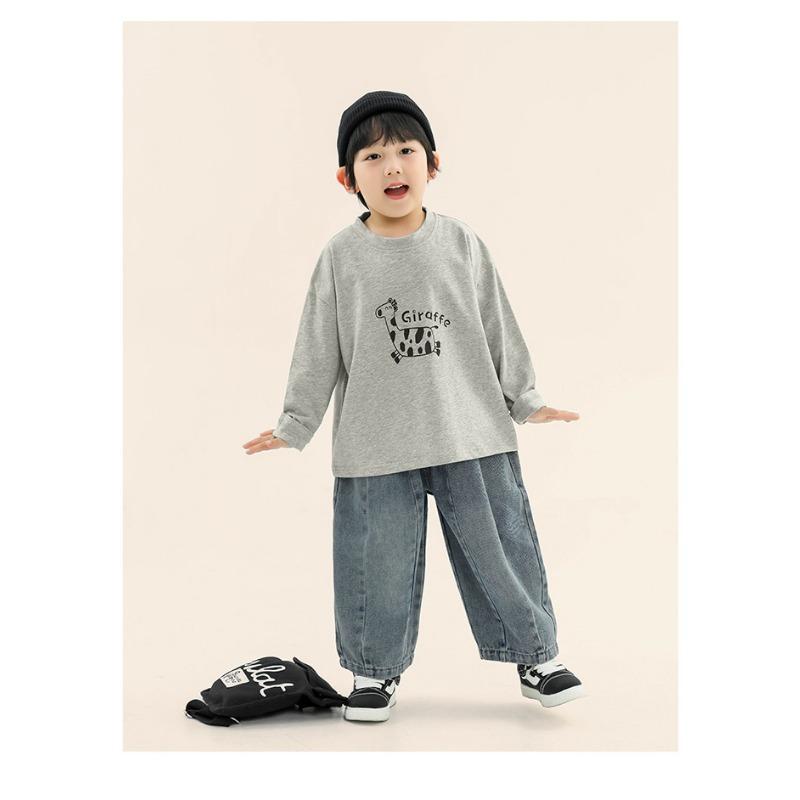 Boys Korean Style Patchwork Casual Denim Long Pants For Kids Spring Autumn