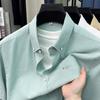 Men's Summer Breathable 100% Cotton Solid Color Short Sleeve Button Down Shirt, All Match Fashion Casual Premium Top