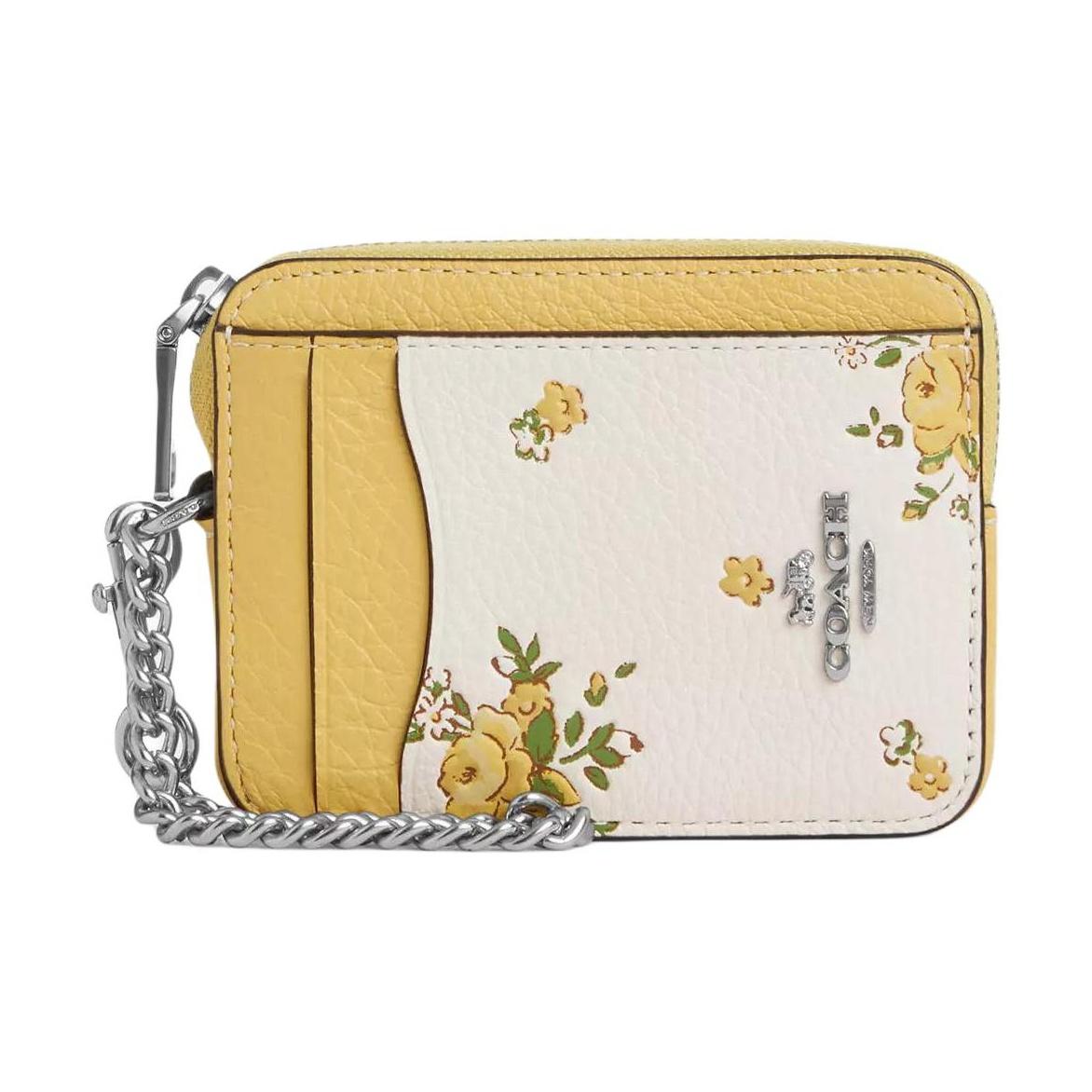 Coach Zip 10 Brand Logo Floral Print Leather Card Case Women accessories CAU44-SVCAH Multicolor