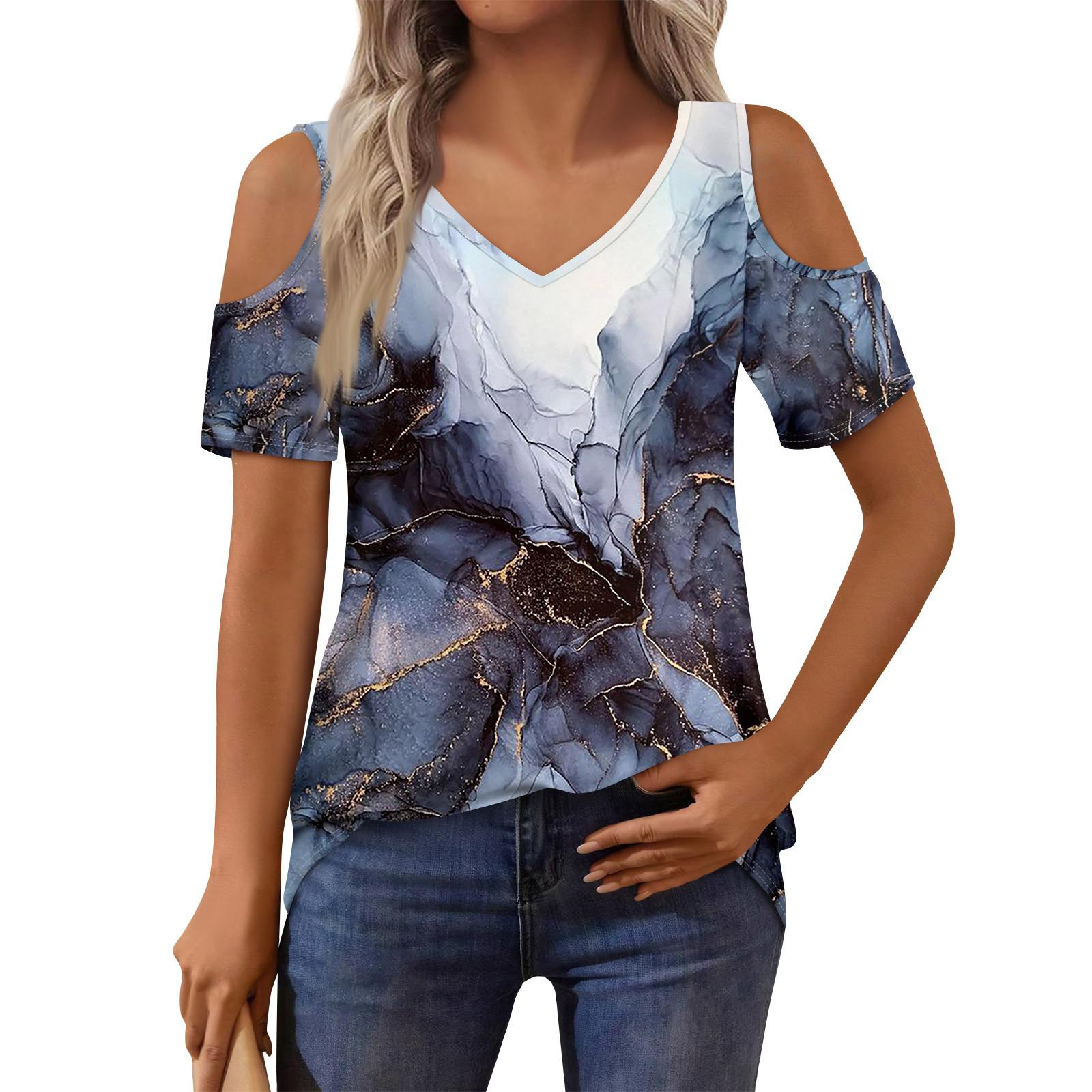 

Жіноча футболка Елегантна повсякденна сорочка з принтом з короткими рукавами Літній топ вільного крою XL світло-фіолетового кольору