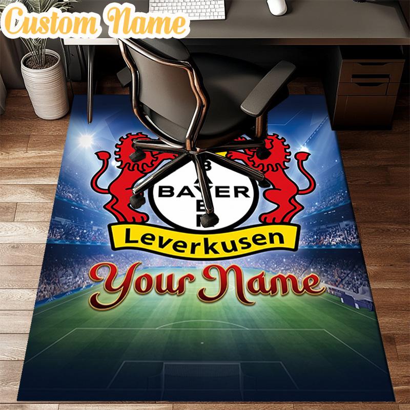 Custom Name Bayer Leverkusen Crest Rug Office Rug Chair Mat Non Slip Carpet Rugs for Bedrooms Dining Room Living Room Home Decor Gifts