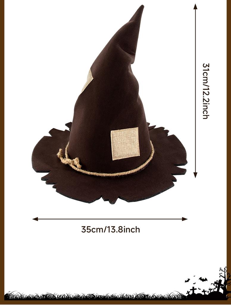 Scarecrow Patch Witch Hat Cosplay Halloween Carnival Vintage Vintage Brown Hat Easter Party Accessories Makeup Clothing 2026 New
