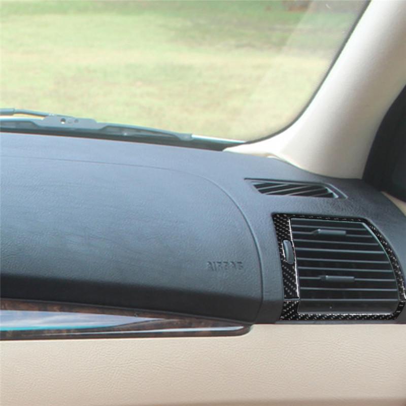 Kohlefaser Auto Armaturenbrett Beide Seiten Lüftungsauslass Zierrahmen Abdeckung Aufkleber Für BMW X5 2000-2006 Auto Innenraum Zubehör