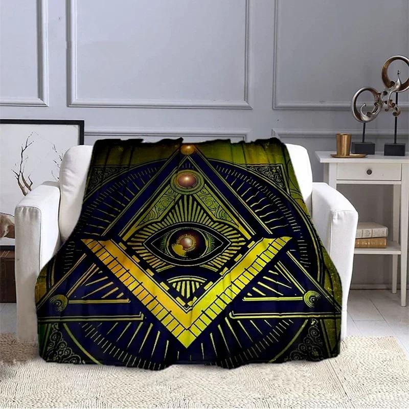 Fashion Masonic Portable Sofa Throw Blanket Freemason Flannel Warm Four Seasons Camping Blanket Freemasonry Multi Size Blankets