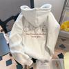 Womens Hooded Sweatshirt American Style Fleece Lined Thick Casual Long Sleeve Loose Fit Basic Print Top