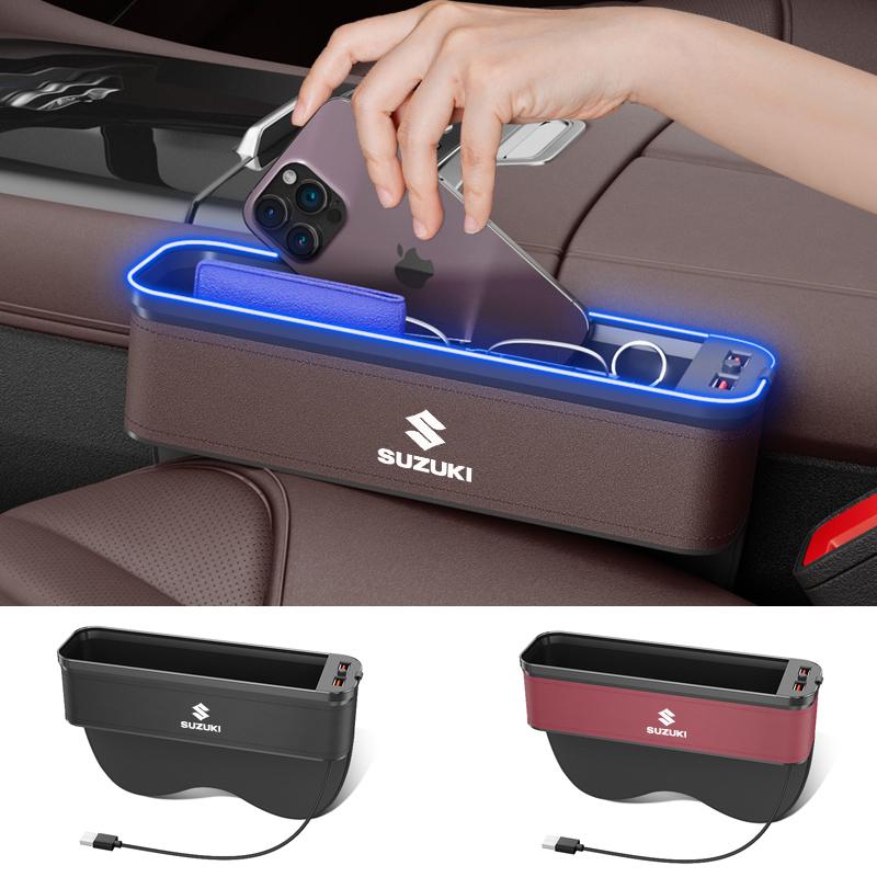 LWVD4 For Suzuki S-Cross Swift SX4 Vitara Jimny Grand-Vitara Baleno Ciaz Car Seat Gap Organizer USB Charging Multifunction Storage Box