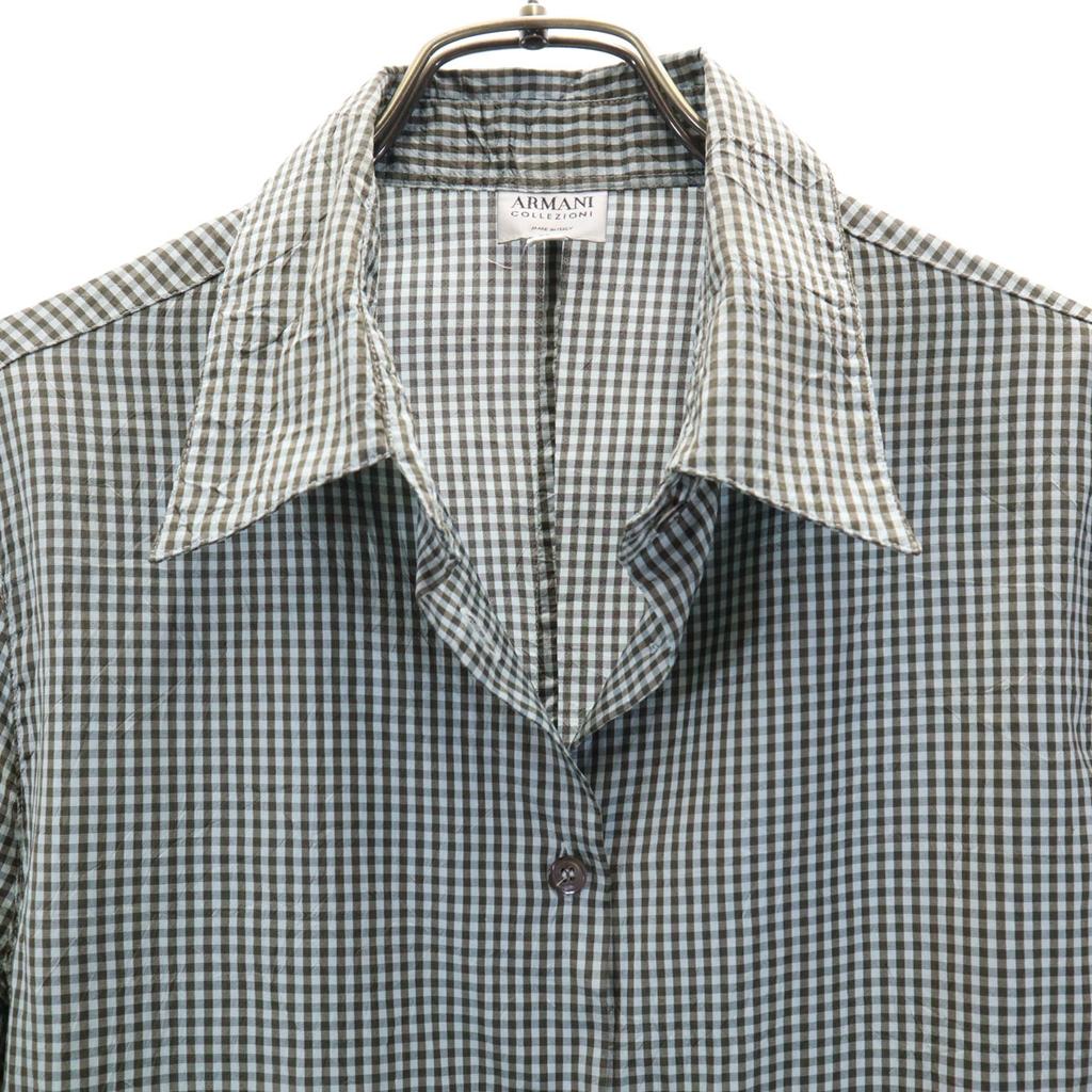 ARMANI COLLEZIONI made in Italy Check Pattern Long sleeve shirt 44 Brown Men's Used