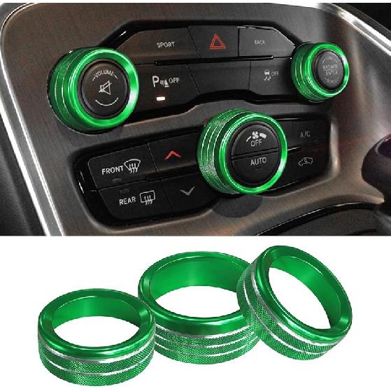 3PCS Air Conditioner Switch Button Knob Cover, Aluminum Alloy Knob Ring Trim Cover, Climate Control Knob Covers, Auto Accessories Compatible With