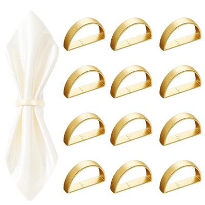 Leeseph Gold Serviettenringe Set 12 Stück Halbkreis Metall Gold Serviettenhalter Schnallen Neujahrs Tischdekorationen Feiertags Dinnerparty