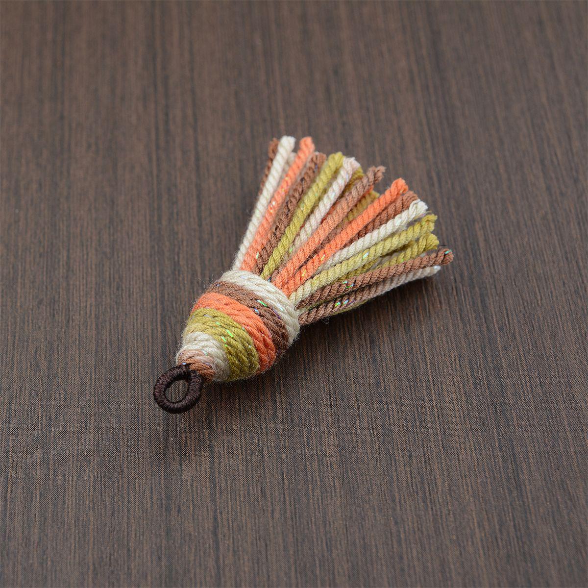 Colorful Gradient Starry Sky Hand-Spun Cotton Tassel Earrings & Necklace Pendant № 9