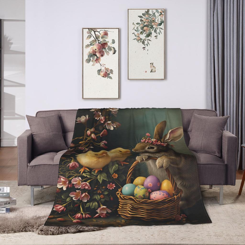 Easter Bunny Blanket Quality Warm Throw Blanket Autumn Kids Outdoor Aesthetic Bedspread