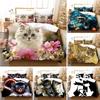 Lovely Pet Cat Animal Funny Comfortable Duvet Quilt Cover Pillowcase Bedding Set Children Bedroom Decoration Home Textile