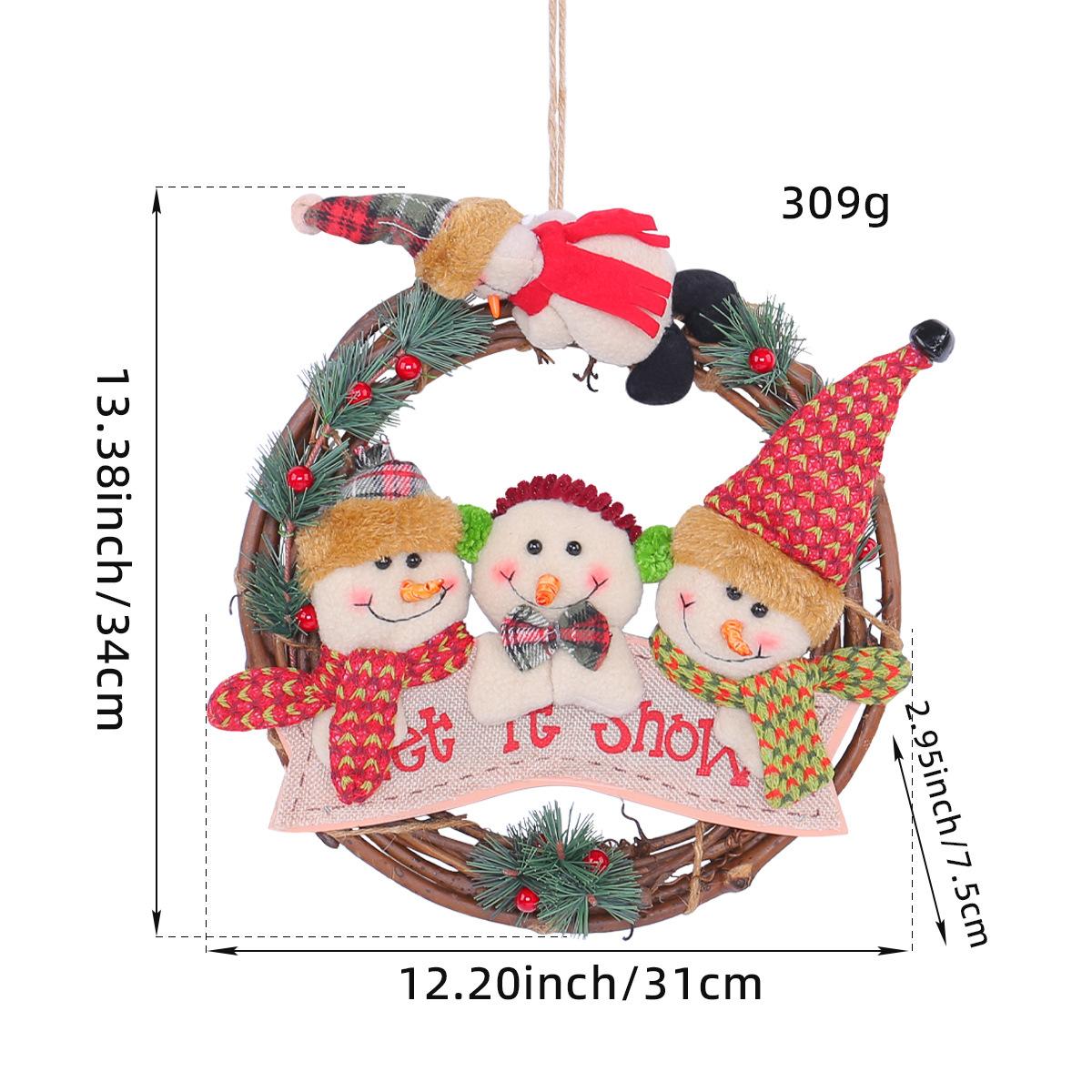 

Santa Claus rattan wreath for Christmas decor, New Christmas wreath for home decor, Christmas garland for front door decor, Xmas tree decorations