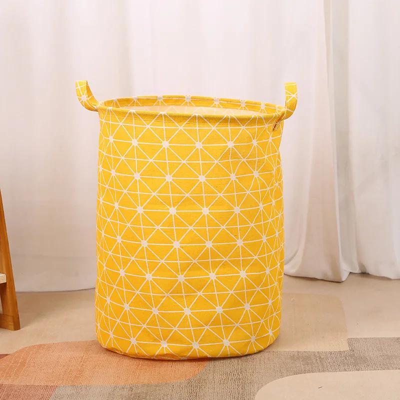 Cotton Linen Print Laundry Basket Portable Foldable Home Laundry Storage Bag Large Hamper for Kids Toys Dirty Clothes Basket