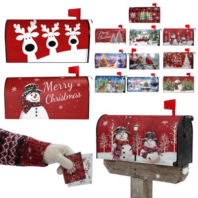 Xmas Mailbox Dust Cover Anti-Scratch Christmas Letter Box Cases Decorative Post Box Cover Wraps for Home Garden Outside Decor