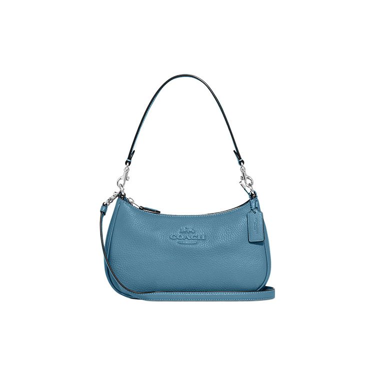 

Coach Teri 25 Removable Shoulder Strap Zipper Pebbled Leather Tote Crossbody Bag Women bags Pacific-Blue CC321-SVPTW Basic Set (Bag+Dust Bag)