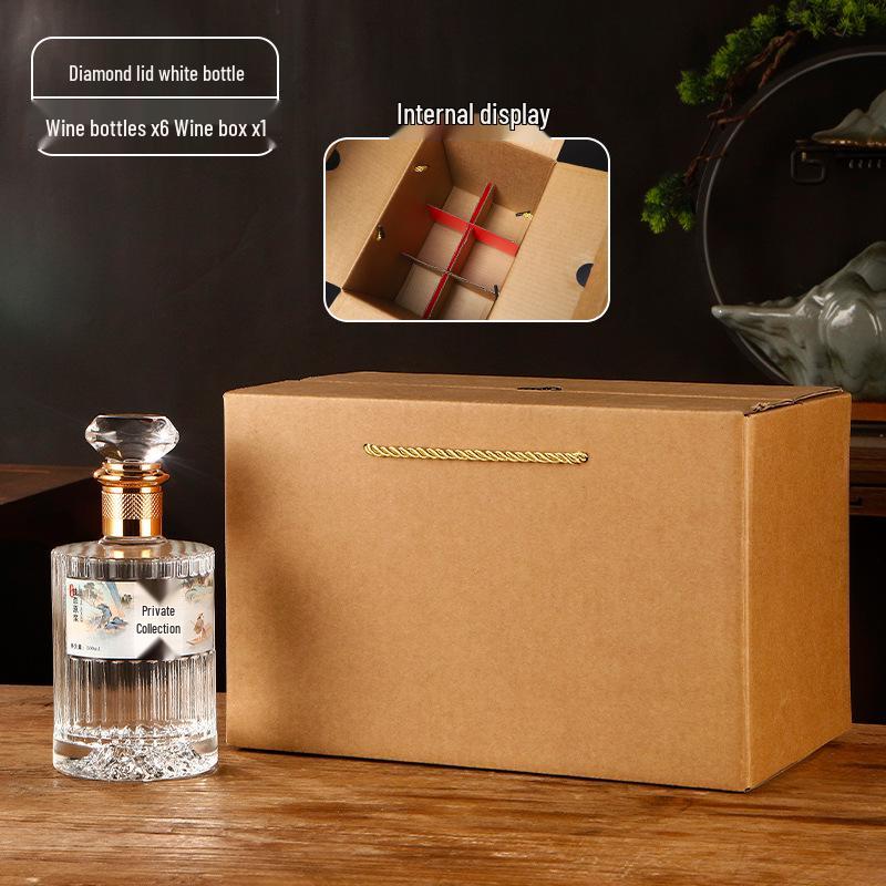 500ml Sealed Transparent Glass Wine Bottle with Gift Box for Weddings and Celebrations