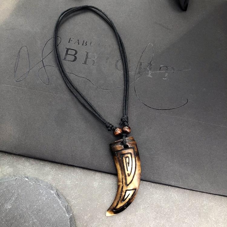 Original retro tribal men and women couple necklace trendy personality eagle ivory horn domineering pendant versatile accessories