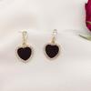 Korean Heart Hanging Earrings White Enamel Imitation Pearl Elegant Trendy Red Pink Acrylic Heart Dangle Earrings