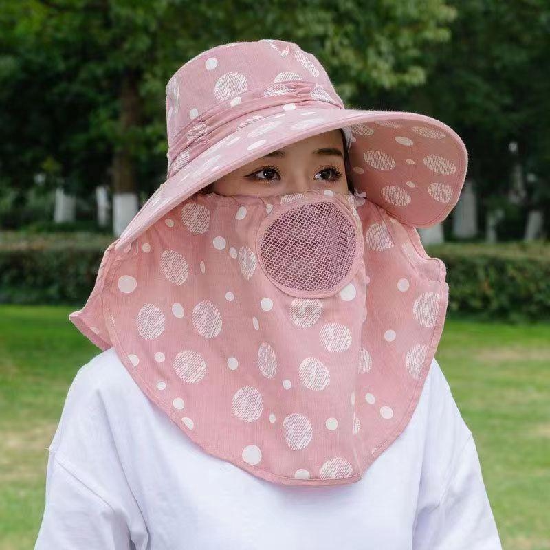 Sun hat sun protection fashionable versatile face protection UV protection sun hat cover the whole face tea hat new
