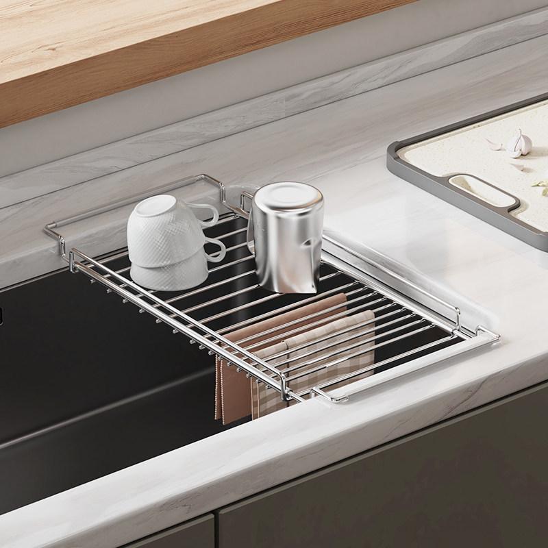 304 Stainless Steel Retractable Kitchen Storage and Draining Rack