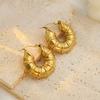 Personalized Trendy Bamboo Jewelry Women'S 18K Gold Titanium Steel Thick Hollow Earrings High-End Earrings