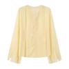 European & American Women's V-Neck Tie-Waist Fashion Casual Shirt