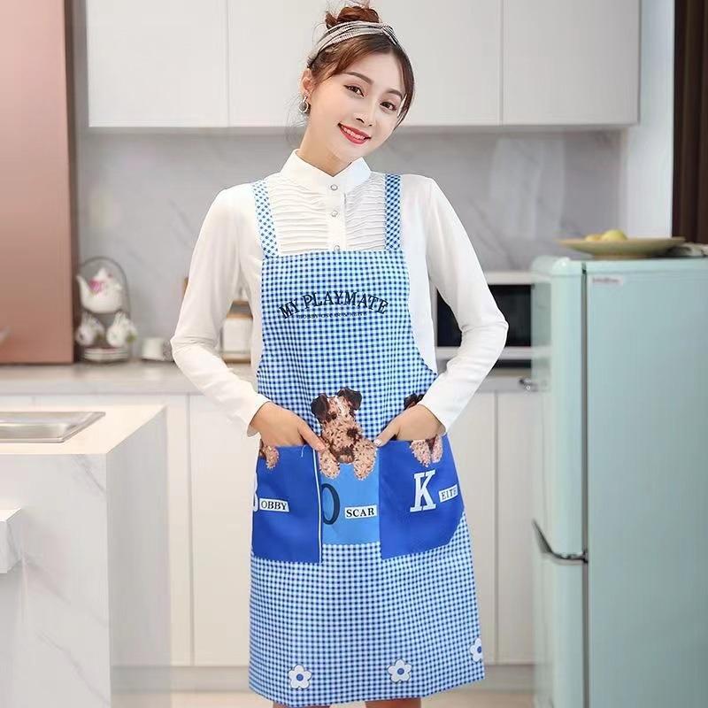 Kuchyňská zástěra Kreslený vzor psa Zástěra Vodotěsná Odolná proti oleji Polyesterová Bez rukávů