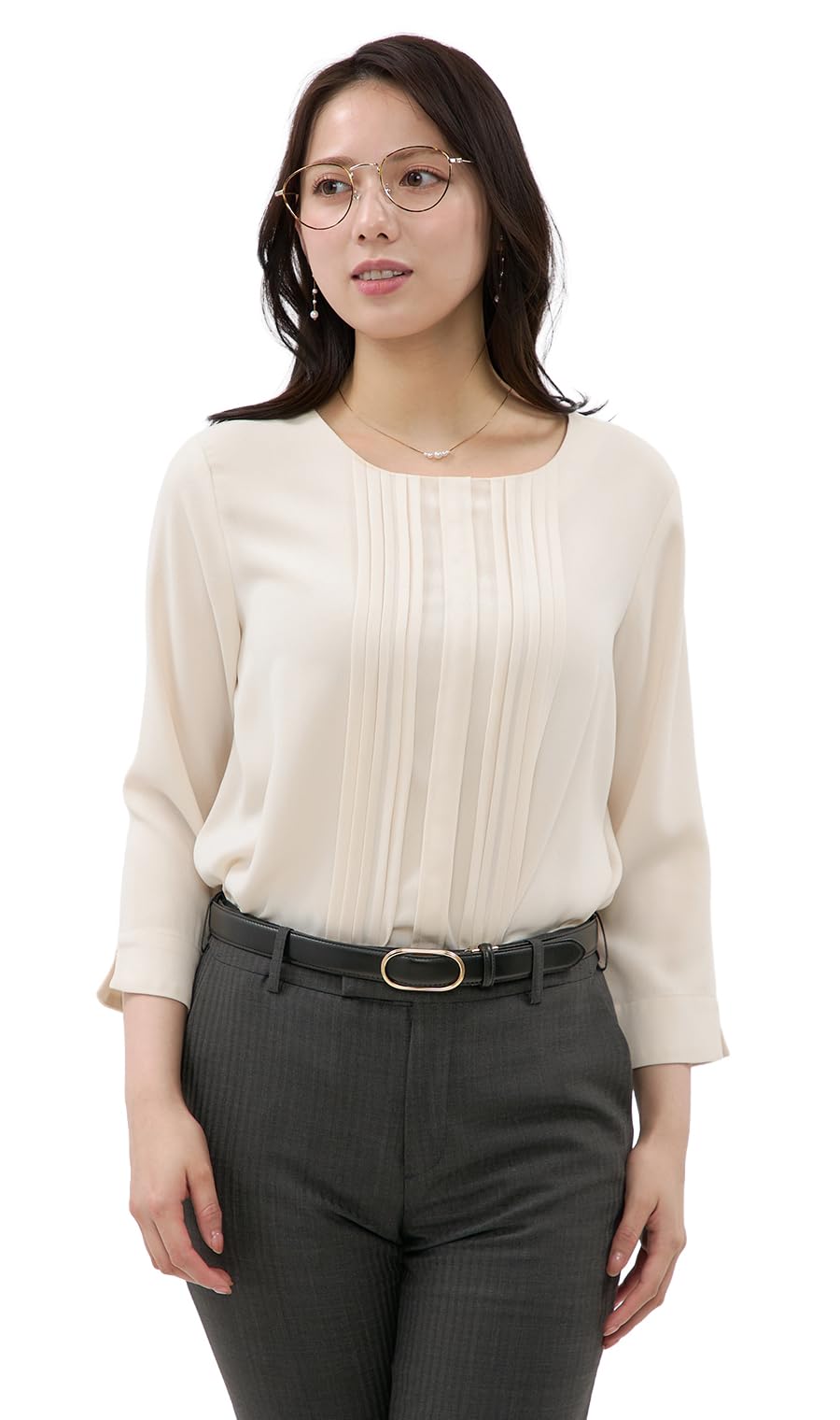 

Front pin tuck blouse [3/4 sleeves]