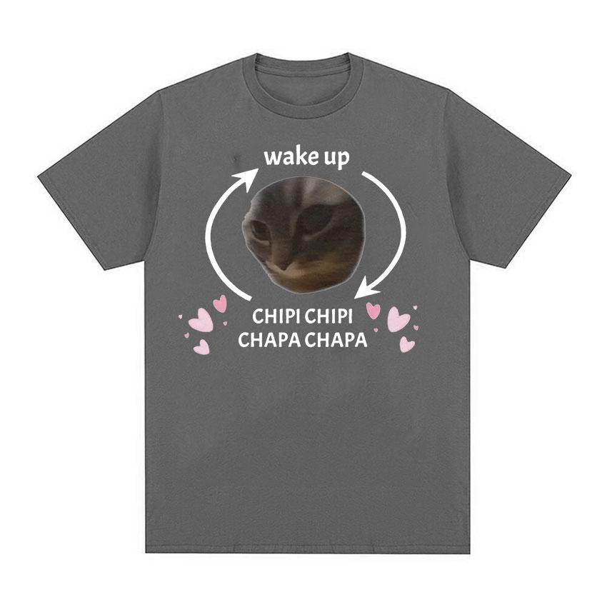 

Милый кот Wake Up Chipi Chipi Chapa Chapa Meme графические футболки забавные мужские и женские повседневные футболки большого размера из 100% хлопка летние топы