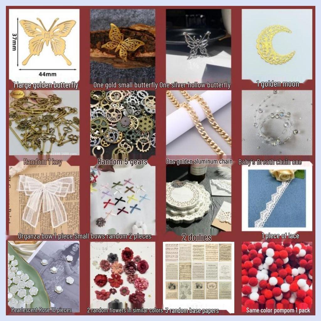 Pacote de Material de Bandagem DIY para Ita Bag com Decorações de Renda Mista Dourada/Prateada - Adereços de Beleza Antiga