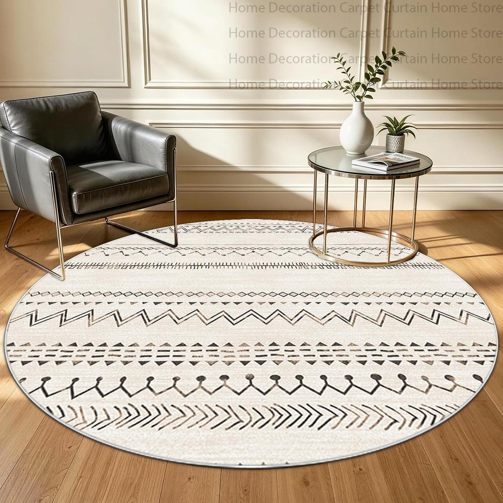 Black White Zebra Pattern Geometric Round Carpets Soft Home Decor Washable Non-Slip Bedroom Rug for Living Room Lounge Floor Mat