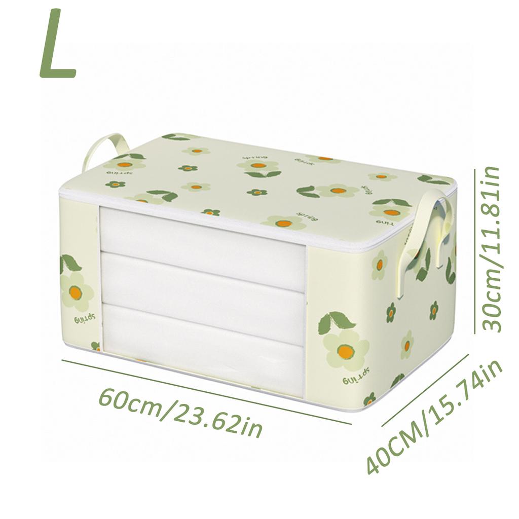 New Flower Visible Quilt Storage Bag With Reinforced Handle For Blanket Comforters Bed Sheets Pillows Toy Dustproof Closet Under-Bed Storage Organizer