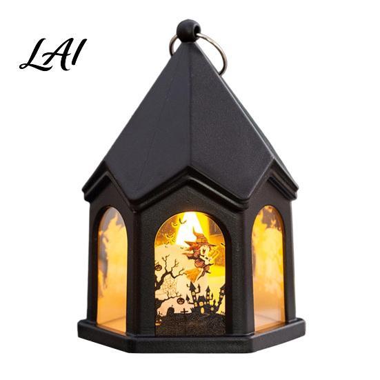 Party Souvenirs for Kids Halloween Pumpkin Lantern Gothic House Shape LED Flickering Candle Light Lanterns Party Spooky Table Centerpieces,