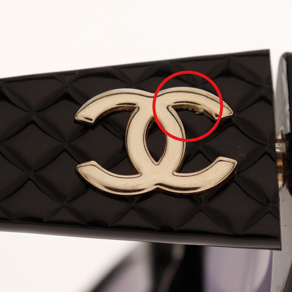 CHANEL COCO Mark sunglasses 94305 Matelasse black plastic Women Used