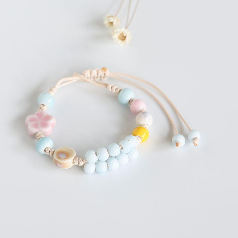 

Этнический стиль фарфоровые бусины-розы плетеный ручной ремешок студенческие украшения керамический браслет Цзиндэчжэнь национальный стиль новый китайский браслет женский подарок Light Blue